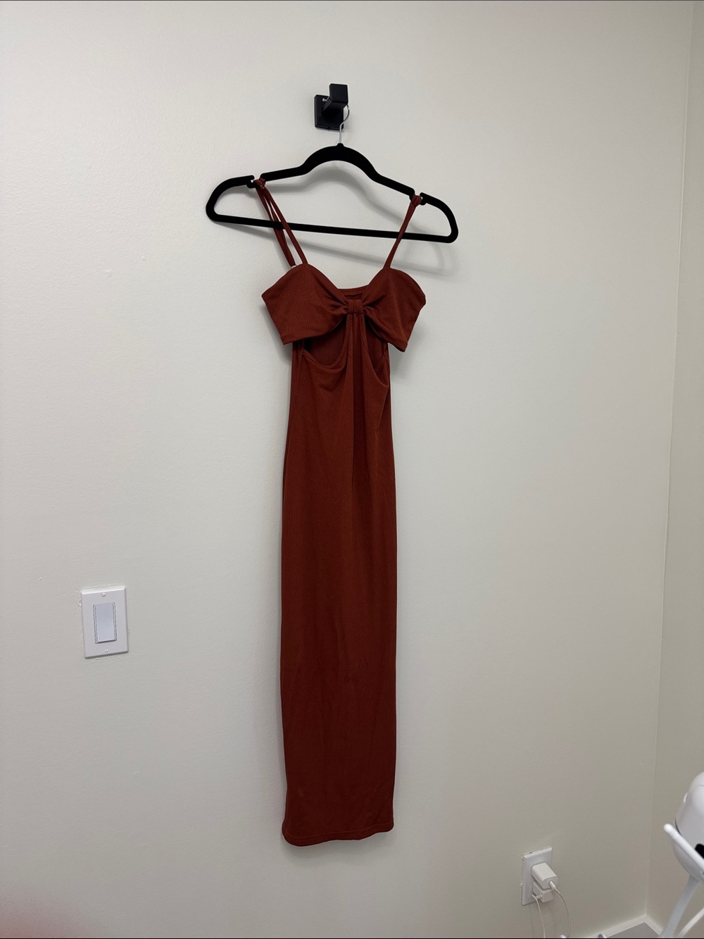Women’s Rust Brown Bow-Front Strap Dress